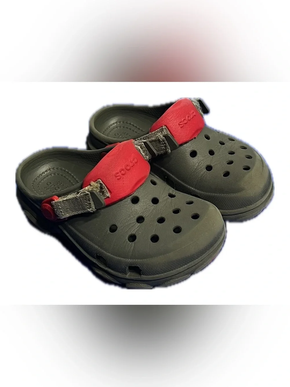 CROCS Kids Gray Clog with Red Strap